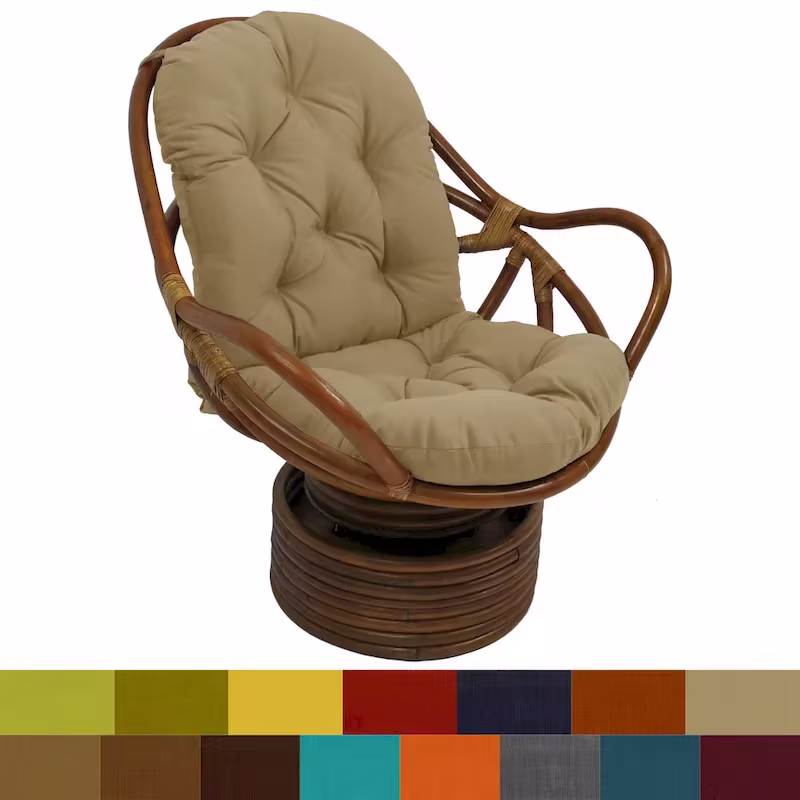 Bali Rattan Swivel Rocking Chair with Durable All-Weather Cushion