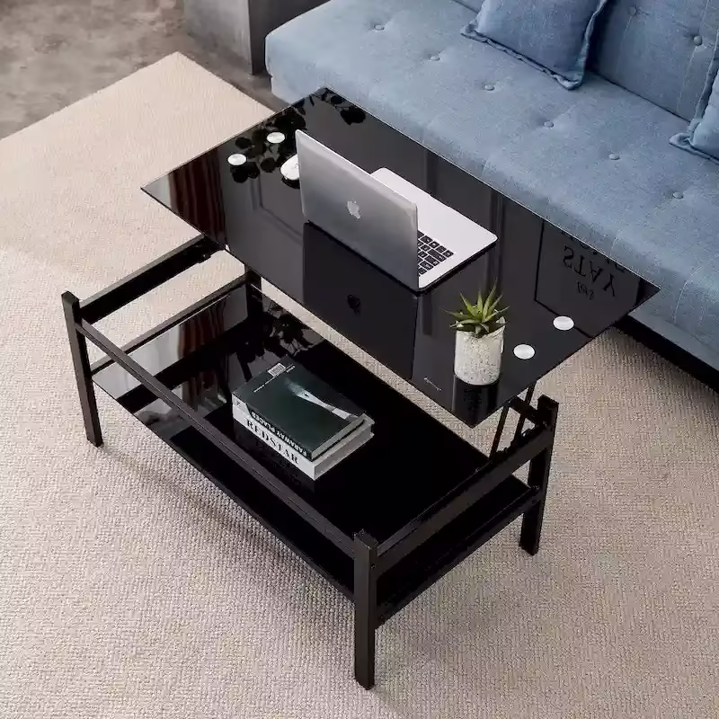 Black Glass Lift-Top Coffee Table