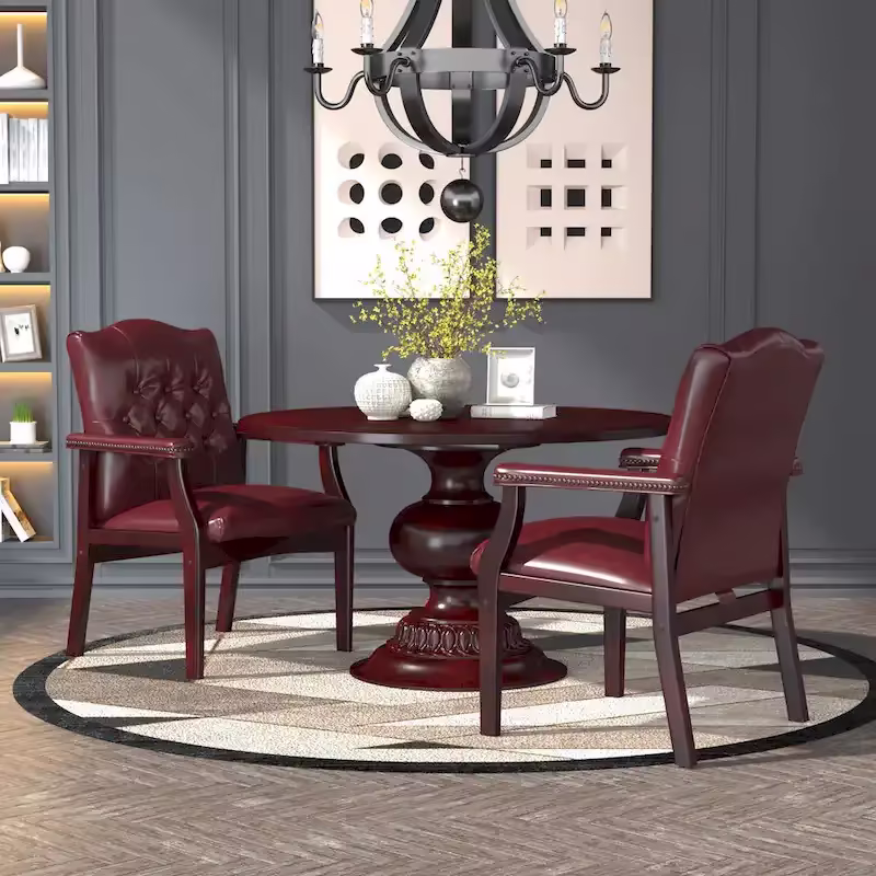 Boss Vinyl Guest Chair with Button-Tufted Design and Antique Brass Nailhead Accents