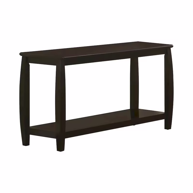 Modern Solid Wood Sofa Table with Subtle Curved Design in Dark Brown