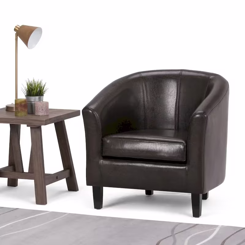 Modern Tub Accent Chair with Upholstered Seat and Wooden Legs