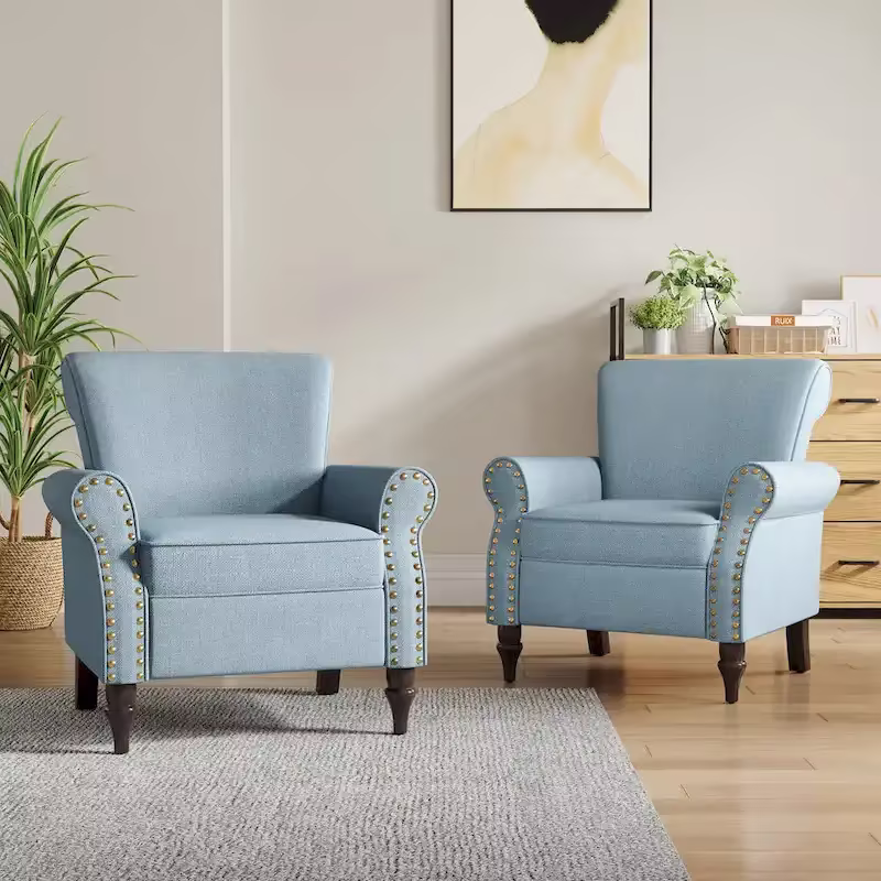 Nailhead Trimmed Living Room Armchair - Dimensions: 29.9W x 29.9H x 32.9D