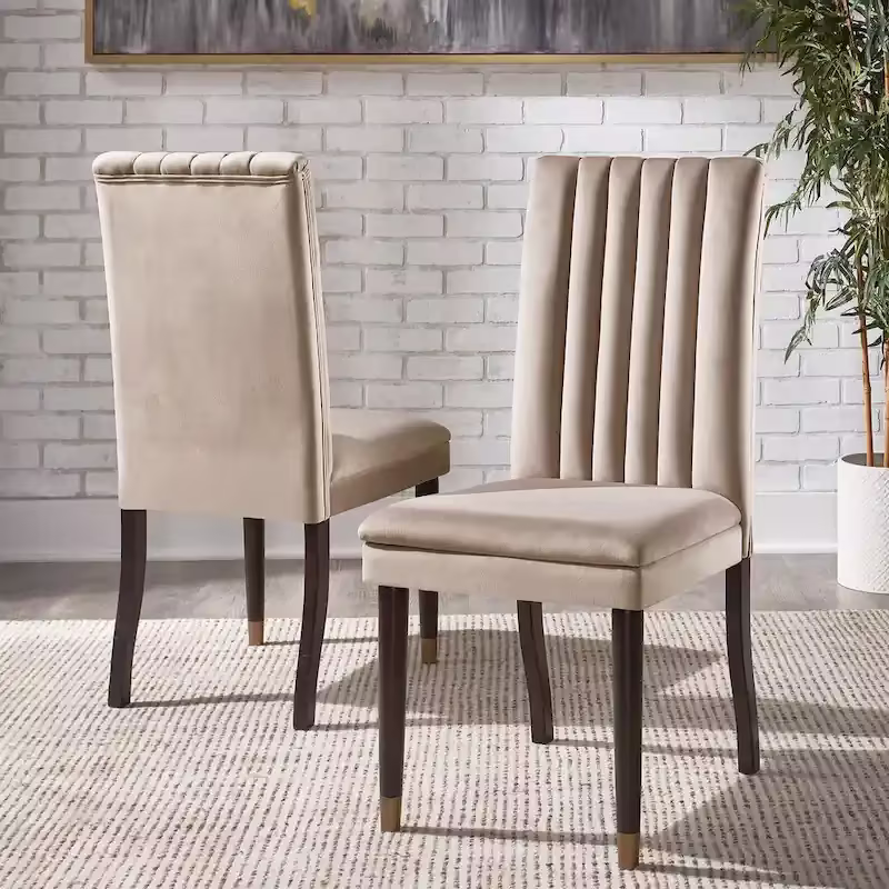 Noricum Velvet Channel-Back Dining Chair Set (2 Pieces)