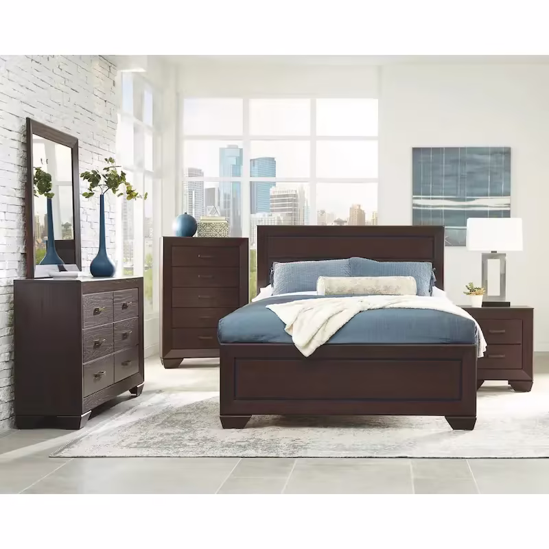 Oatfield 5-Piece Dark Cocoa Bedroom Set with Two Nightstands