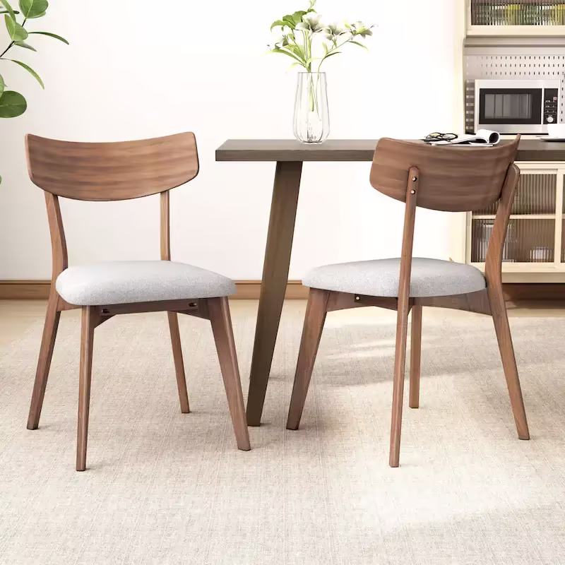 Pair of Light Beige Wooden Dining Chairs - Versatile Side Chairs for Office or Home