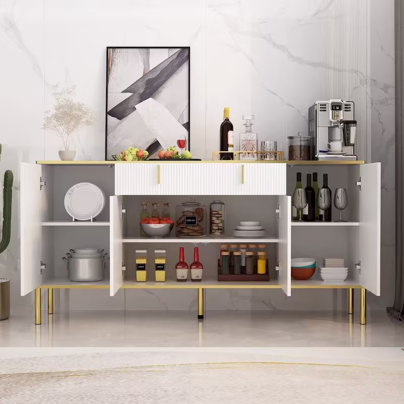 Pop-Up Door Sideboard Dresser Cabinet - Storage Console for TV