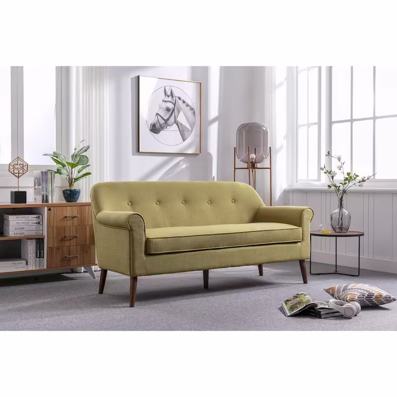 Porthos Home Ruth Small Fabric Loveseat Sofa with Rubberwood Frame