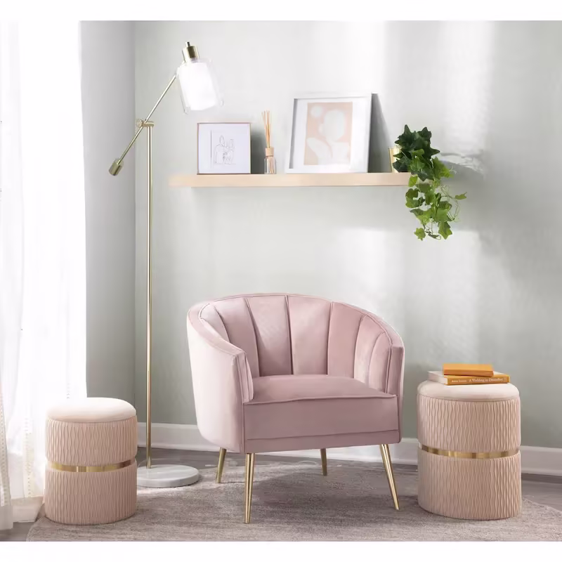 Randolf Velvet Accent Chair in Silver Orchid