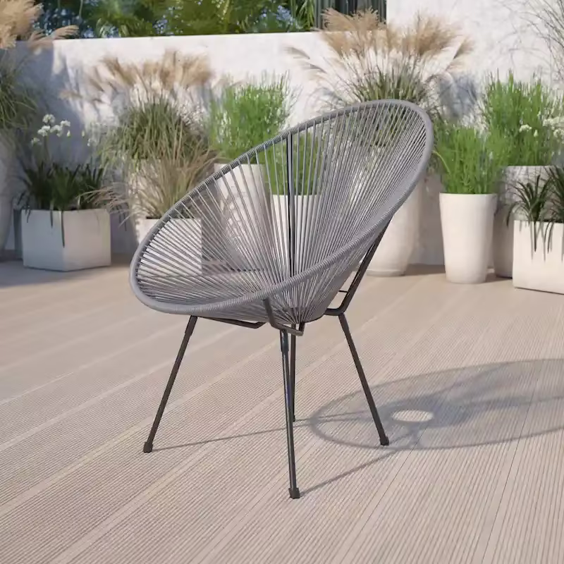 Rattan and Bungee Papasan Lounge Chair