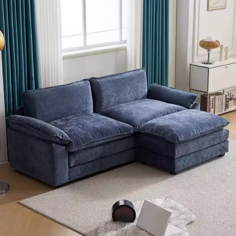 Reversible Sectional Sofa with Ottoman and Cushioned Seating