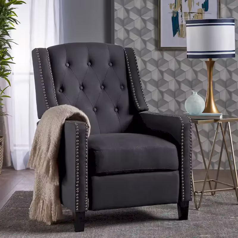 Roomfitters Classic Fabric Push-Back Recliner Chair - Elegant Seating for Living Room and Bedroom