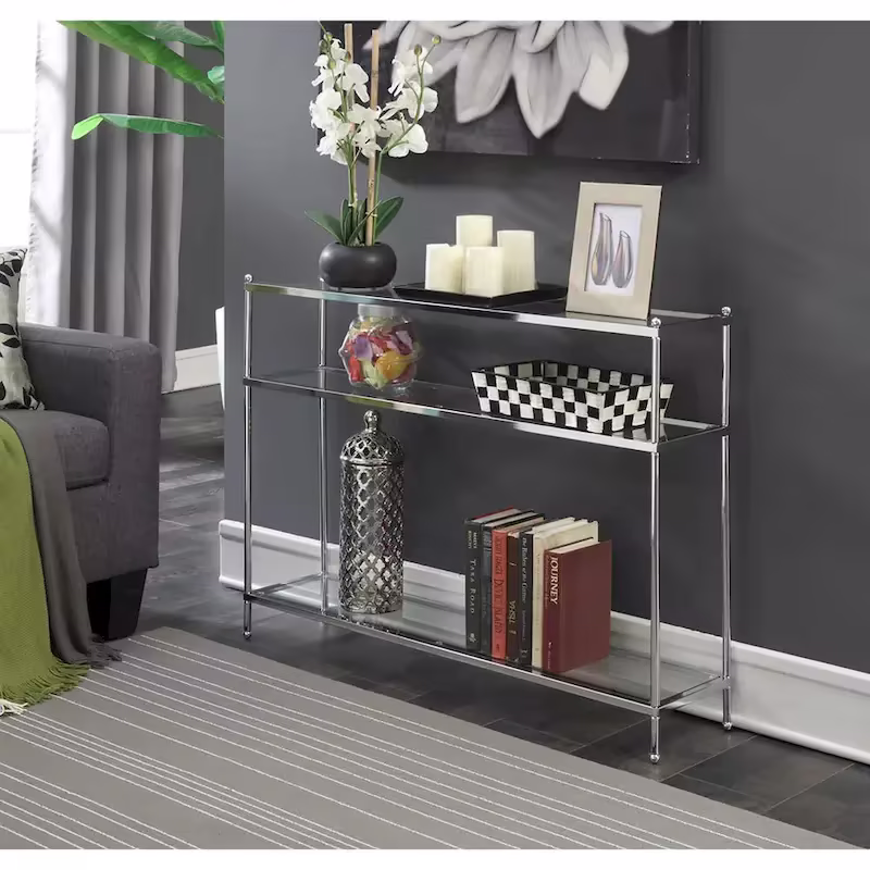 Royal Crest 3-Tier Glass Console Table by Convenience Concepts