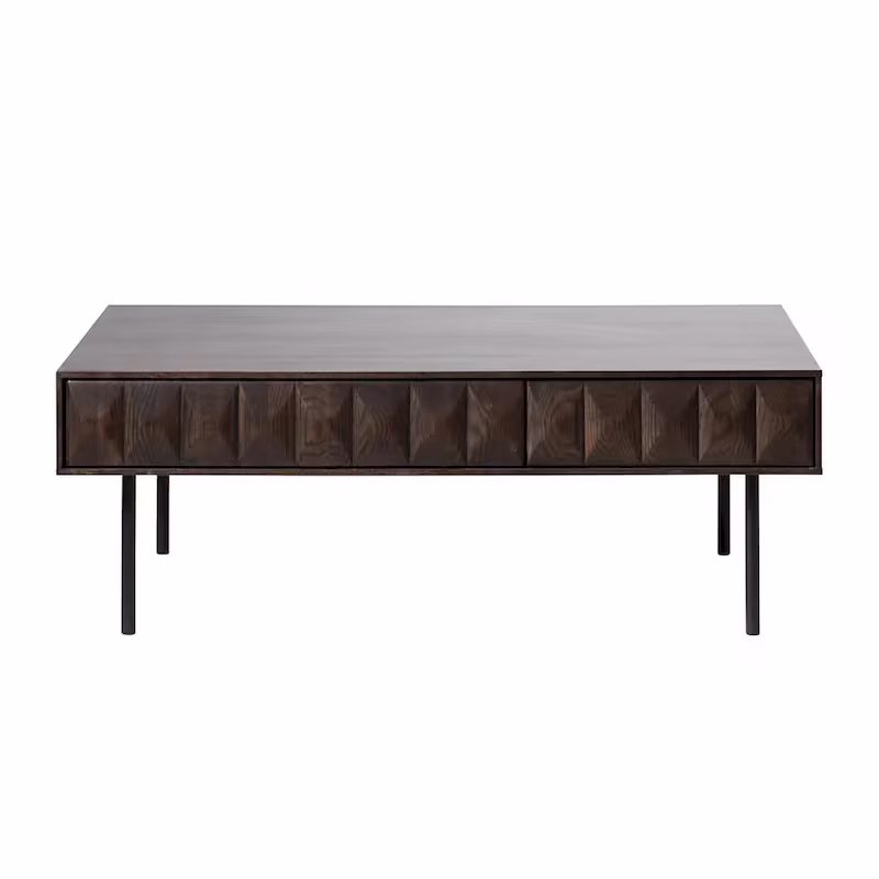 Rye Studio Contemporary 46-Inch Wide Espresso Oak Coffee Table with 2 Drawers - Dimensions: 28W x 46L x 16.5H