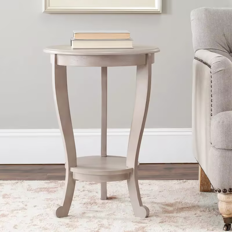 SAFAVIEH Carlotta Grey Pedestal Side Table - Dimensions: 18.1" W x 18.1" D x 26" H