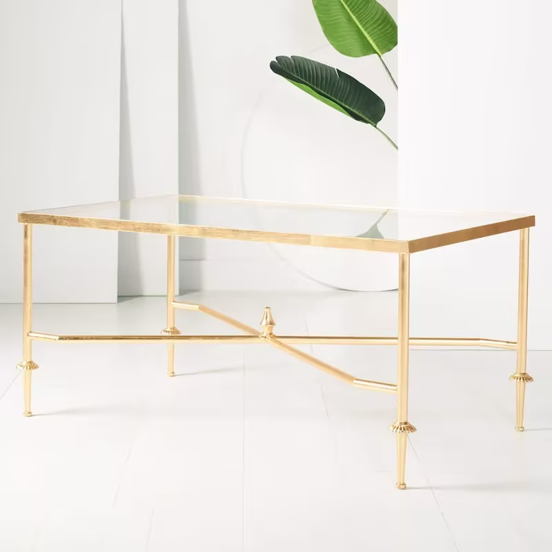 SAFAVIEH Couture Araminta Gold Leaf Coffee Table - Dimensions: 44" W x 24" L x 20.5" H
