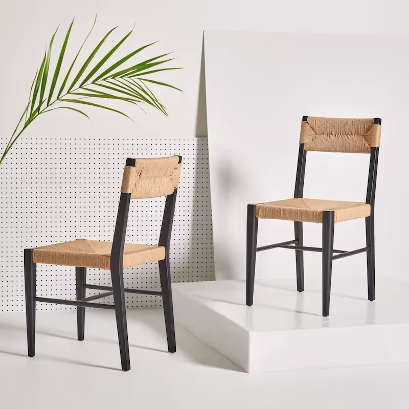 SAFAVIEH Couture Shazia Rattan Dining Chair Set (2 Pieces) - Dimensions: 16.3" W x 21.3" L x 34" H
