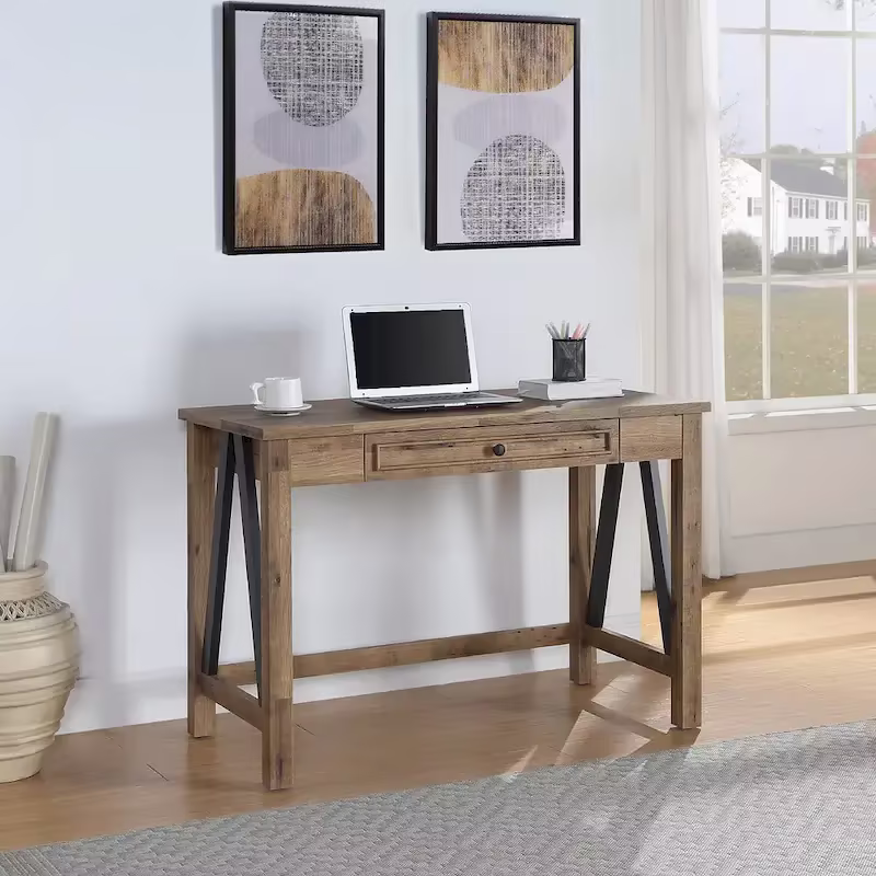 Salvage Oak Quinton Writing Desk with Drawer