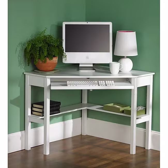 SEI Furniture Crescent Corner Desk in White Birch