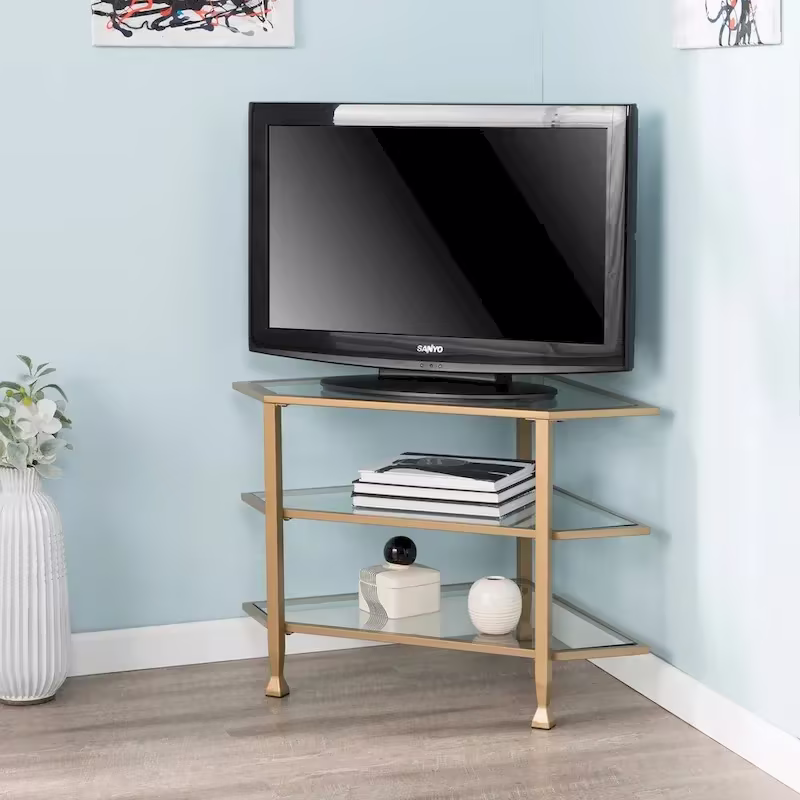 SEI Furniture Jensen Metal Corner TV Stand for Screens up to 33.25 inches