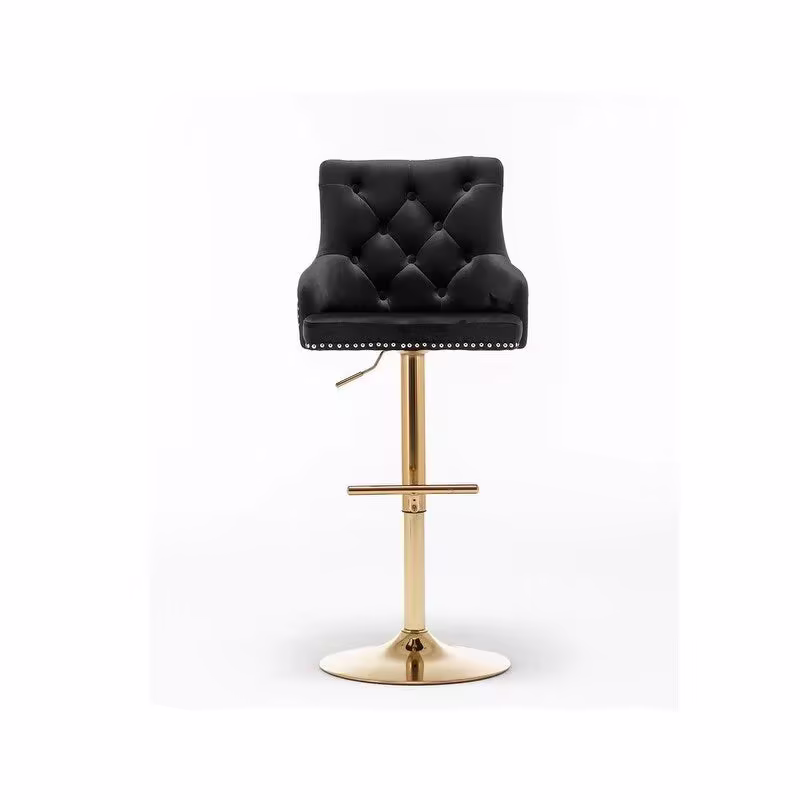 Set of 2 Adjustable Swivel Bar Stools with Gold Base by Best Master Furniture