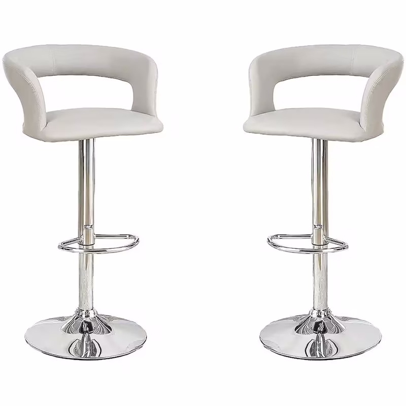 Set of 2 Adjustable Swivel Counter Height Bar Stools with Hollow Back and Armrests for Kitchen Island