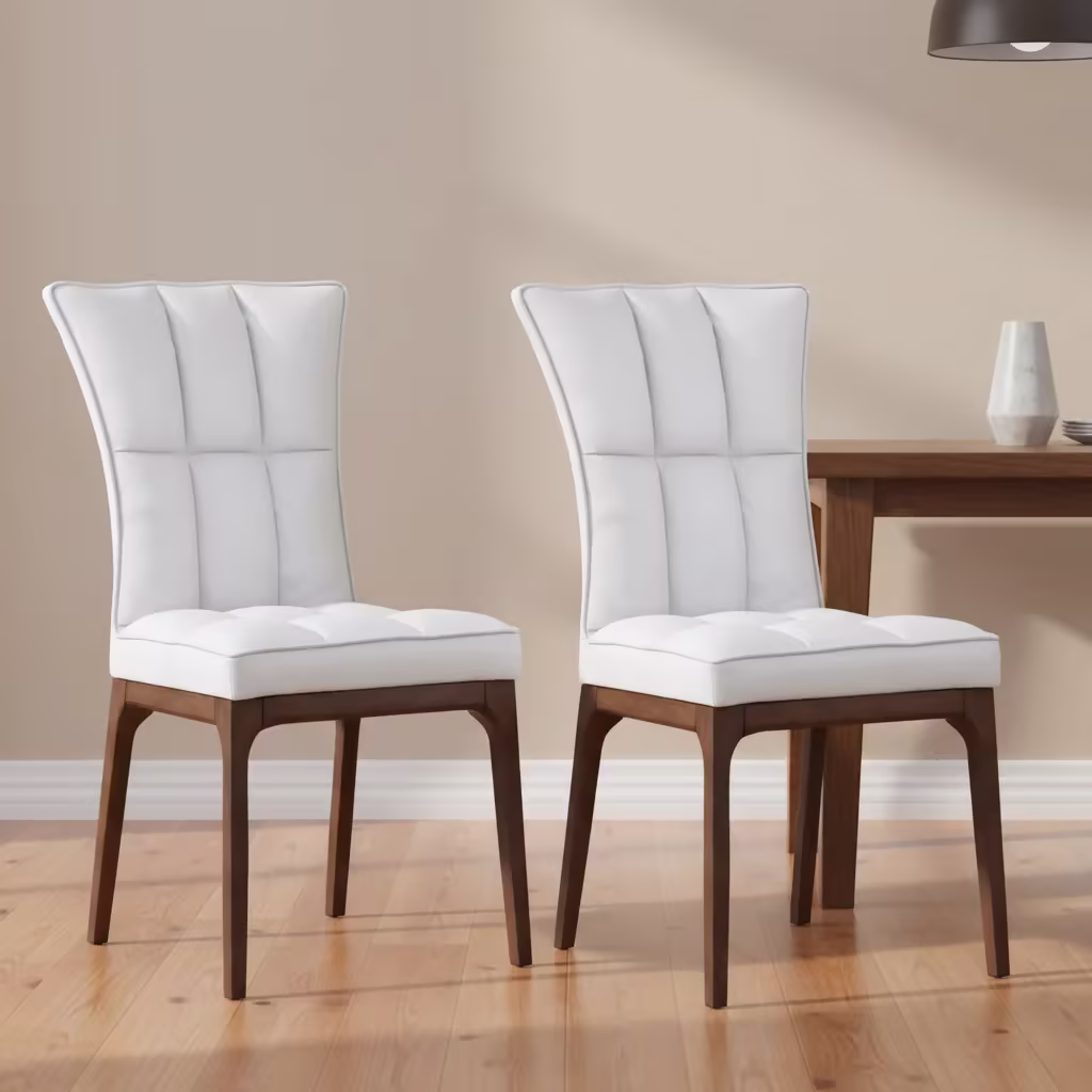 Set of 2 Contemporary Tufted Side Chairs with Sturdy Solid Wood Frame