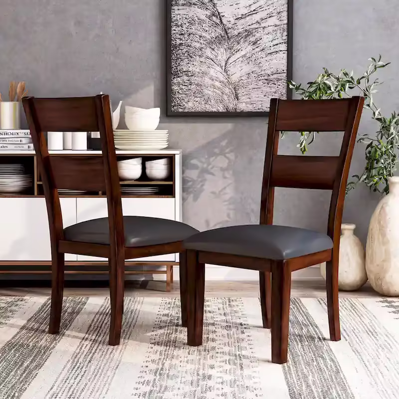 Set of 2 Paur Farmhouse Brown Wooden Dining Chairs by Furniture of America