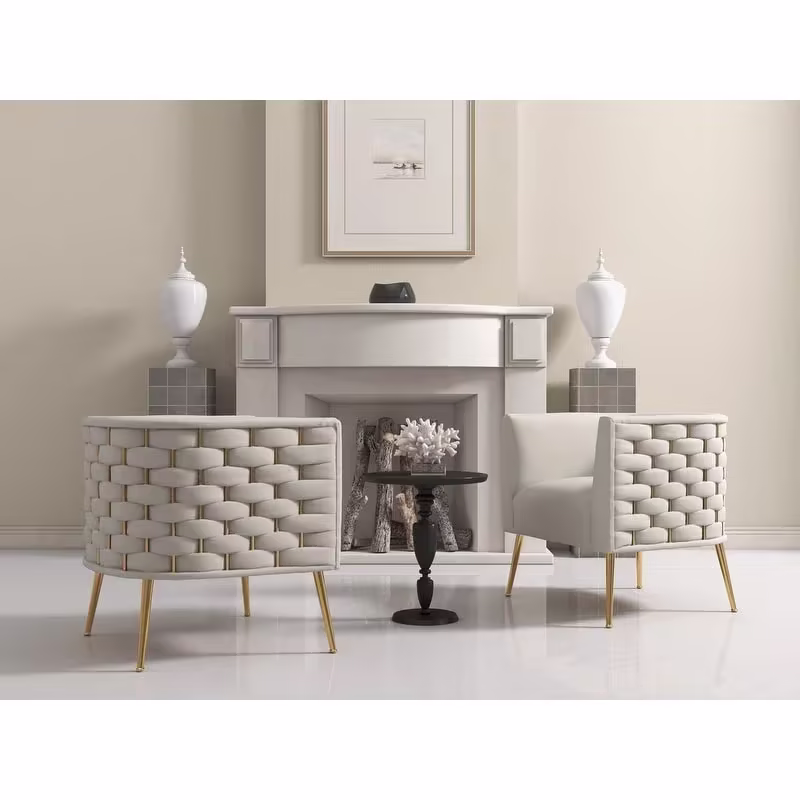 Set of 2 SEYNAR Mid-Century Modern Velvet Round Accent Chairs for Living Room