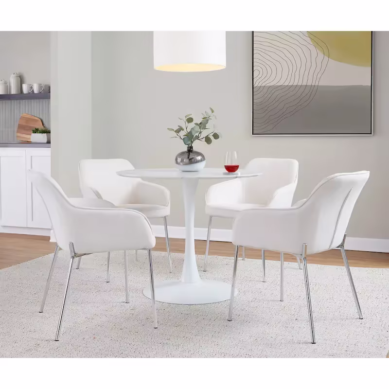 Set of 2 Silver Orchid Galotti Chrome Upholstered Dining Chairs