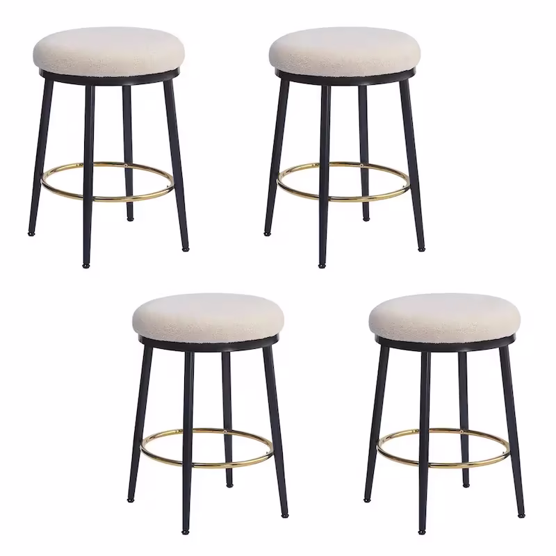Set of 4 Altrium Contemporary Backless Counter Stools with Upholstered Seats and Iron Frames - 24.75-Inch Height by Christopher Knight Home