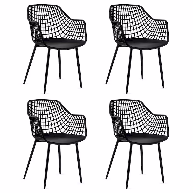 Set of 4 Modern Plastic Shell Dining Chairs with Metal Legs by Costway