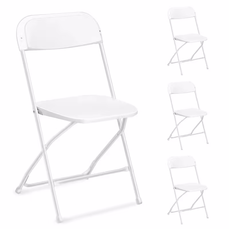 Set of 4 Portable Stackable Plastic Folding Chairs with Steel Frame for Indoor and Outdoor Events