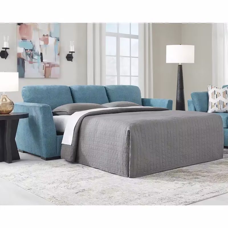 Signature Design by Ashley Keerwick Teal Queen Sofa Bed - Dimensions: 94" W x 41" D x 39" H