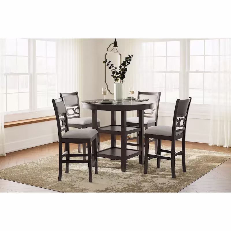 Signature Design by Ashley Langwest Counter Height Dining Table with 4 Barstools - Complete Set of 5