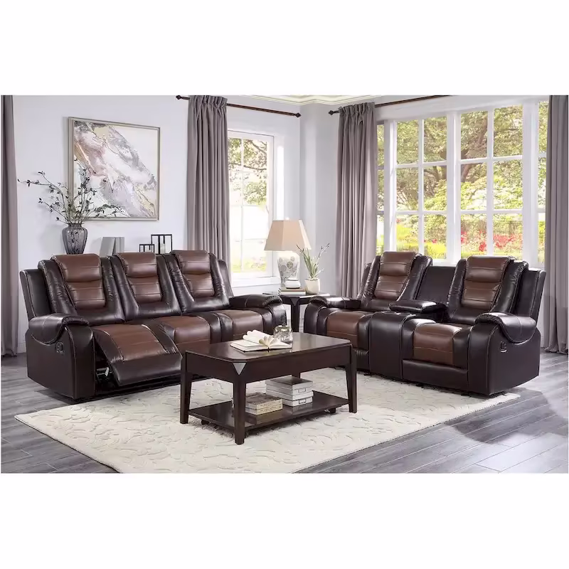 Grete Brown Luxury Faux Leather Living Room Collection