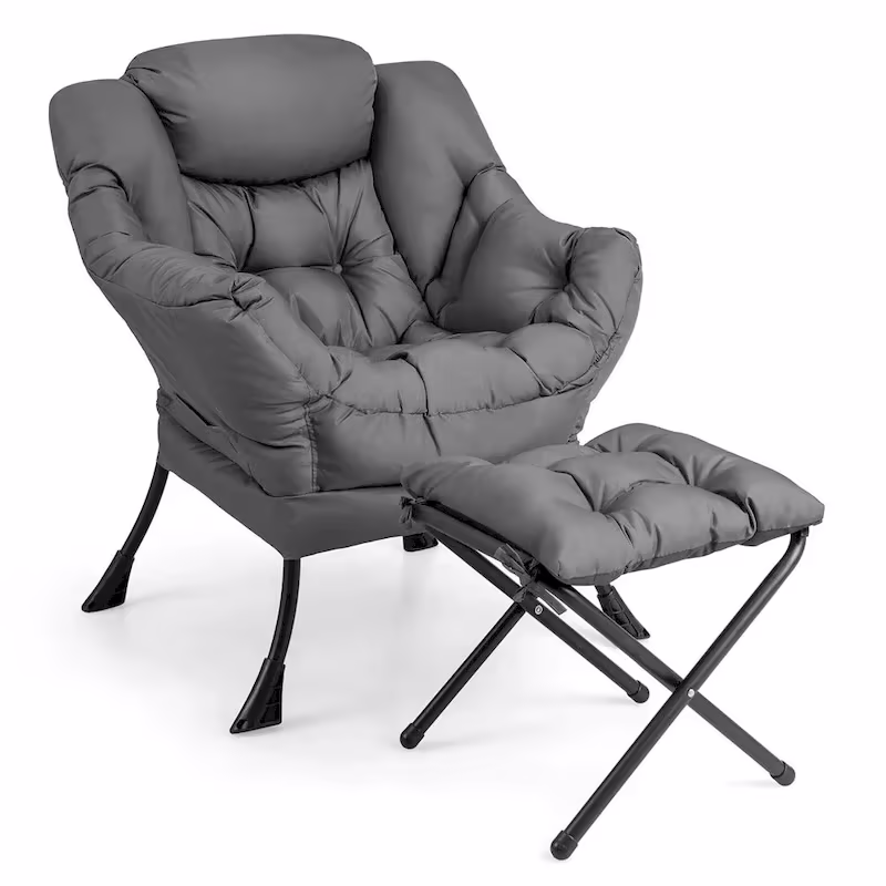 Gymax Folding Footrest Lazy Sofa Chair - Accent Leisure Armchair