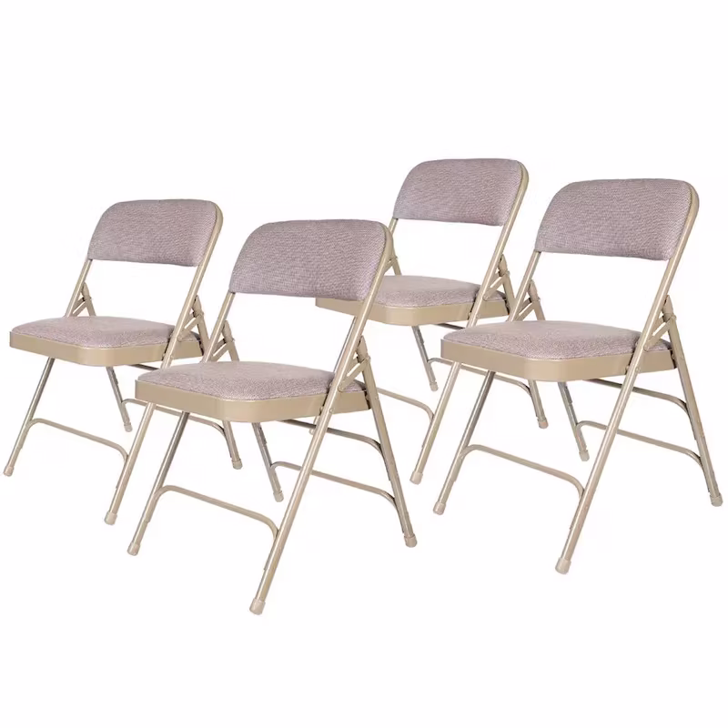 Hampden Furnishings Bernadine Collection Set of 4 Fabric Triple Brace Folding Chairs
