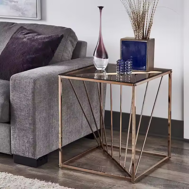 Hannah Square End Tables with Metal and Glass Top by iNSPIRE Q Bold