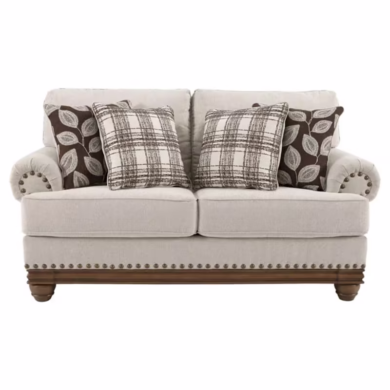 Harleson Classic Wheat Brown Loveseat with Nailhead Accents