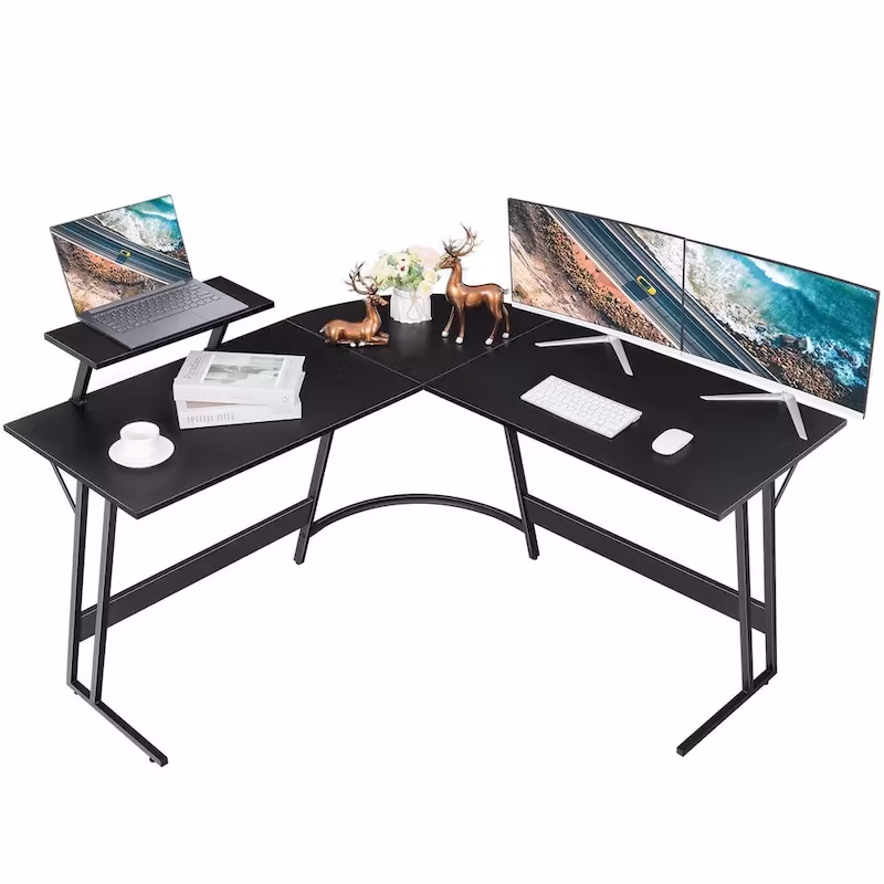 Homall Modern L-Shaped Corner Computer Desk with Accompanying Small Table