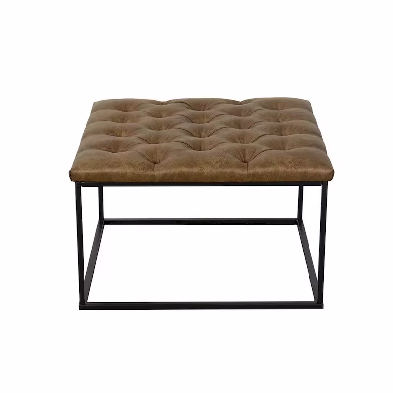 HomePop Draper Square Upholstered Cocktail Ottoman with Button-Tufted Top