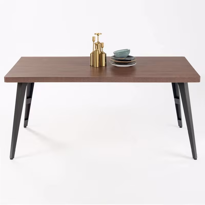 HomyLin 63-Inch Rectangular Dining Table for 4-6 People with Wooden Top and Metal Legs