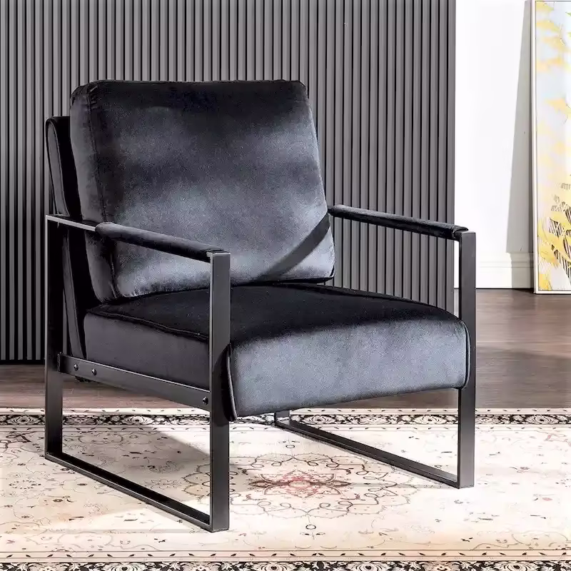 Hosam 25.4 Velvet Upholstered Chair with Metal Arms