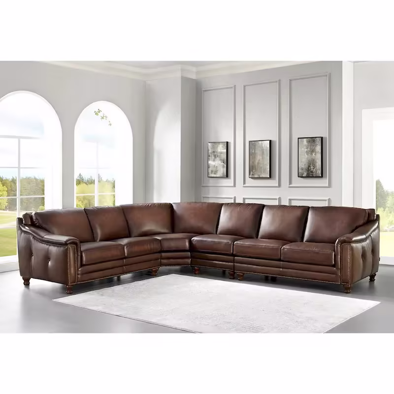 Hydeline Belfast L-Shaped Sectional Sofa in Top Grain Leather