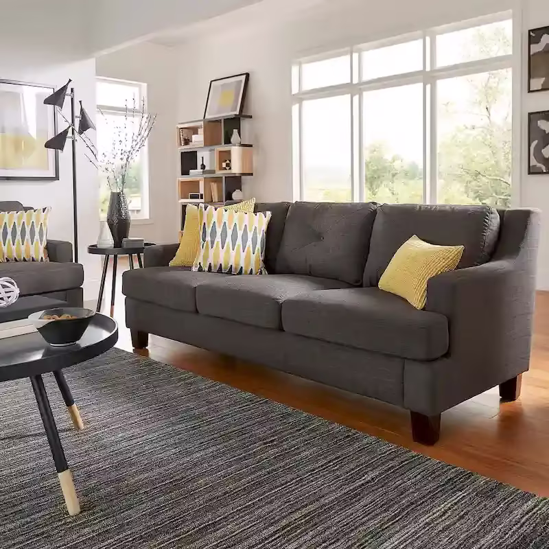 iNSPIRE Q Modern Elston Tufted Linen Track Sofa