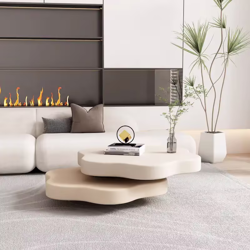 JASIWAY Contemporary Cloud-Inspired Rotating Coffee Table