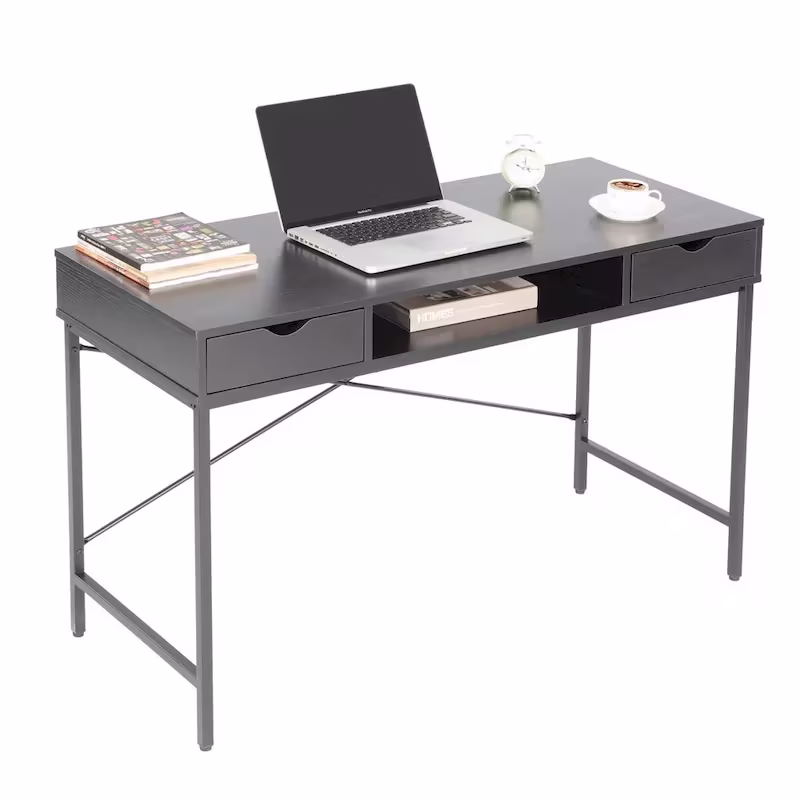JJS 48" Contemporary Writing Desk with Drawers - Spacious Home Office Computer Workstation with Storage