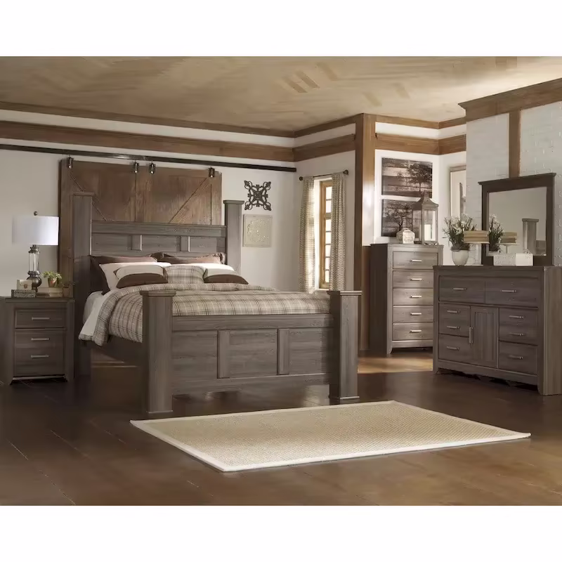 Juararo Dark Brown Canopy Bed
