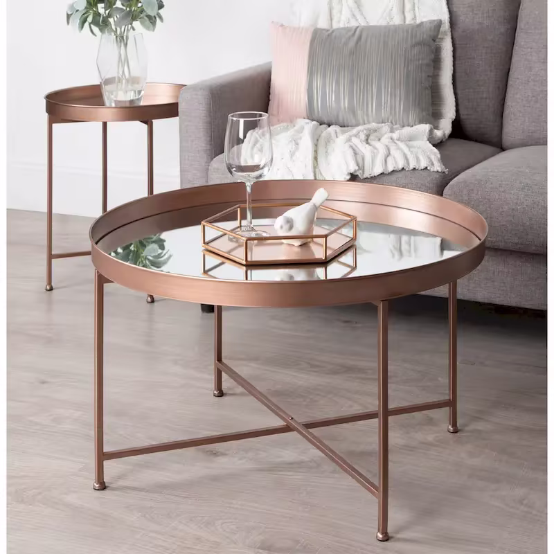 Kate and Laurel Celia 28.25-Inch Round Metal Coffee Table