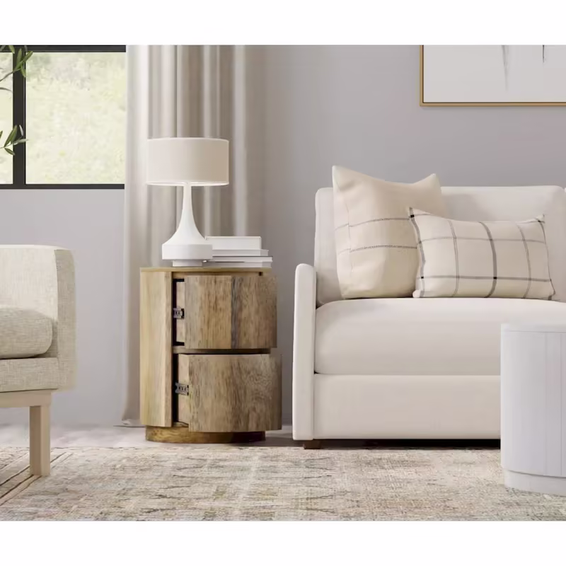 Kingston 18-Inch Round Nightstand with 2 Drawers by Carolina Living